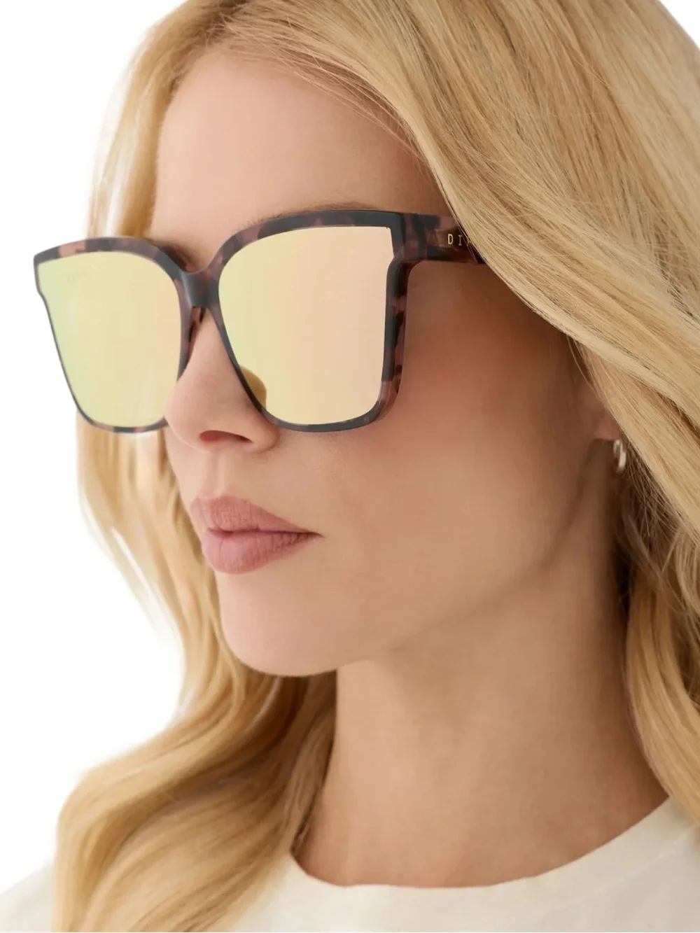 DIFF Meredith II Sunglasses Himalayan Tortoise Frame Taupe Mirror Lens NWT